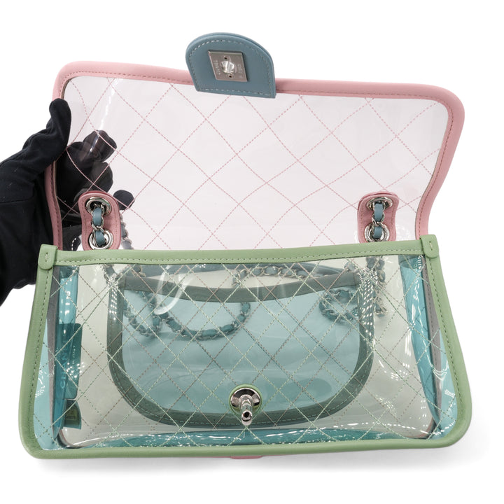 CHANEL Coco Splash PVC Medium Flap Bag Pink Blue Green - Dearluxe.com