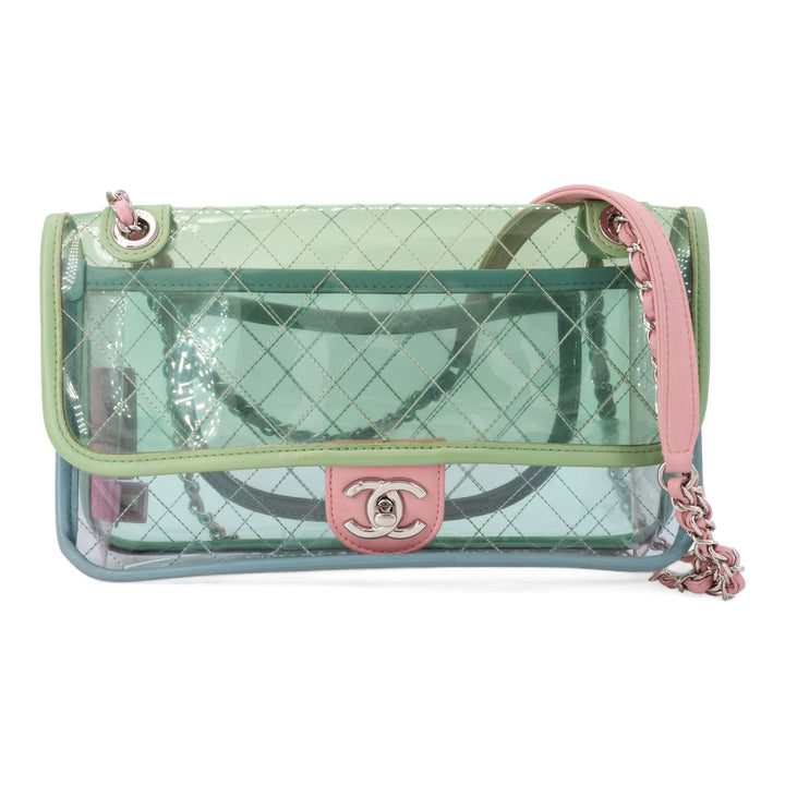 CHANEL Coco Splash PVC Medium Flap Bag Pink Blue Green - Dearluxe.com