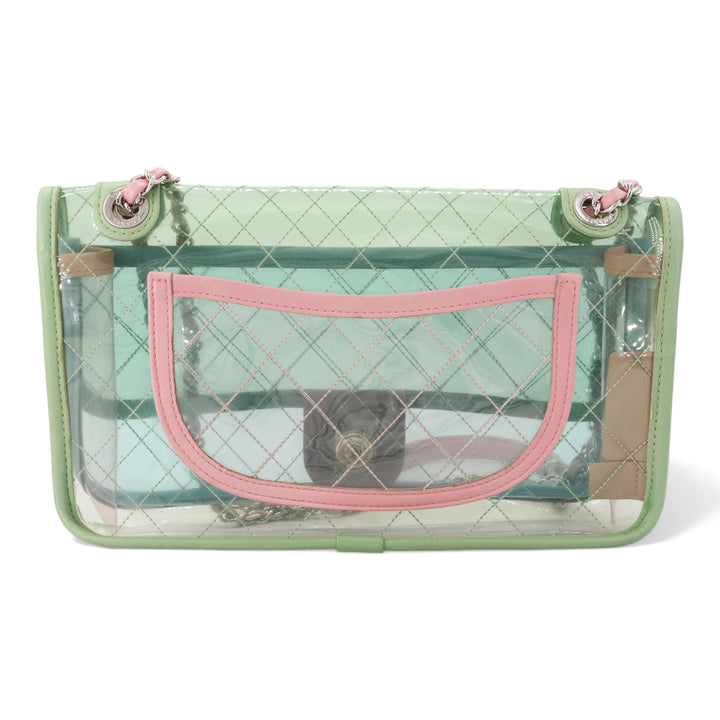 CHANEL Coco Splash PVC Medium Flap Bag Pink Blue Green - Dearluxe.com