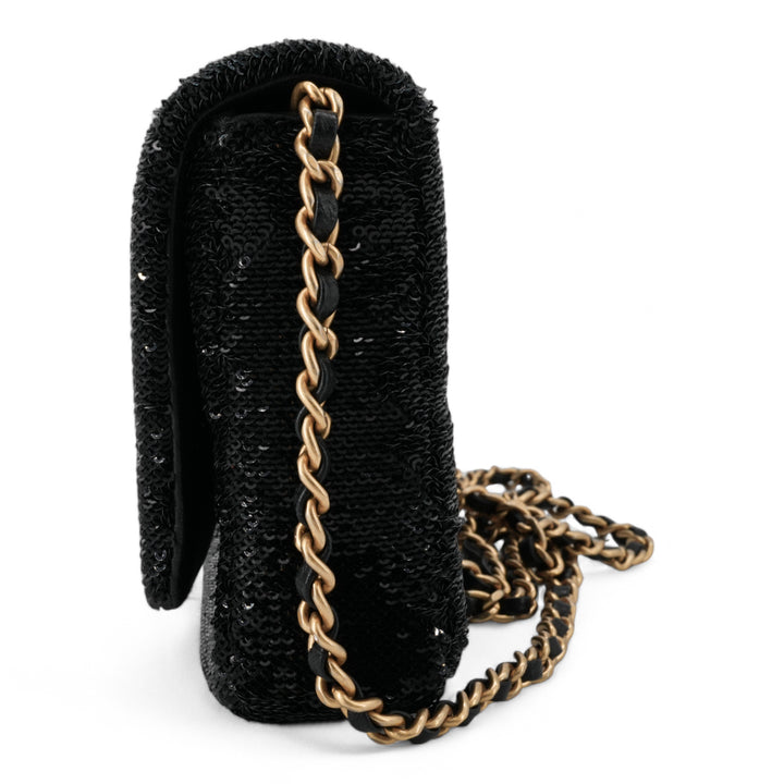 CHANEL Please Dare to Disturb Black and Gold Sequin Flap Bag - Dearluxe.com