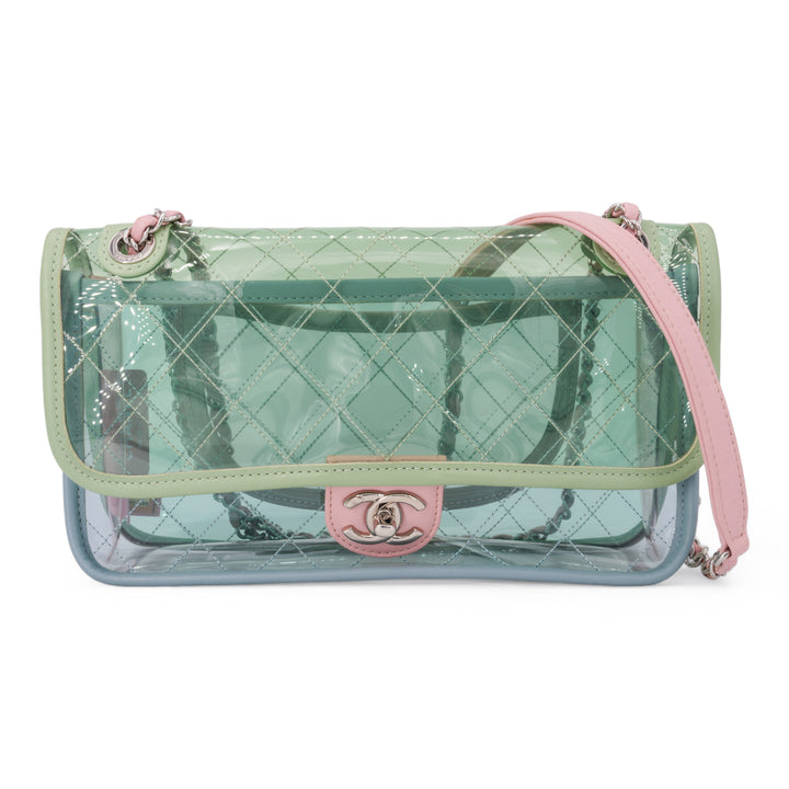 CHANEL Coco Splash PVC Medium Flap Bag Green Blue Pink - Dearluxe.com