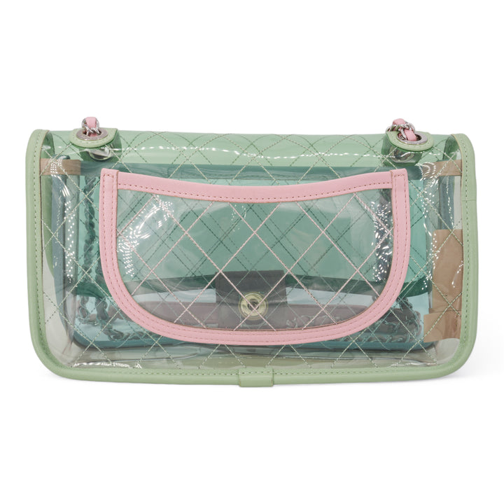 CHANEL Coco Splash PVC Medium Flap Bag Green Blue Pink - Dearluxe.com