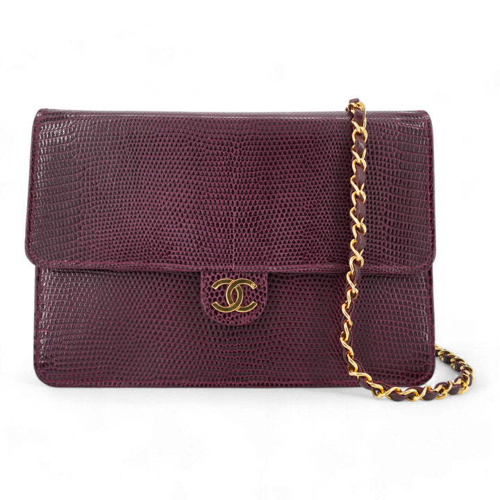 CHANEL Vintage Purple Lizard Single Flap Bag - Dearluxe.com