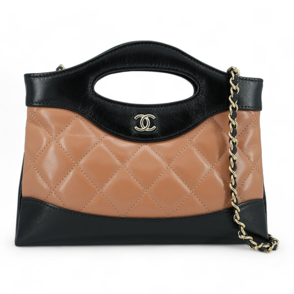 CHANEL Chanel 31 Nano Shopper Bag Two-Tone Caramel Black | Dearluxe