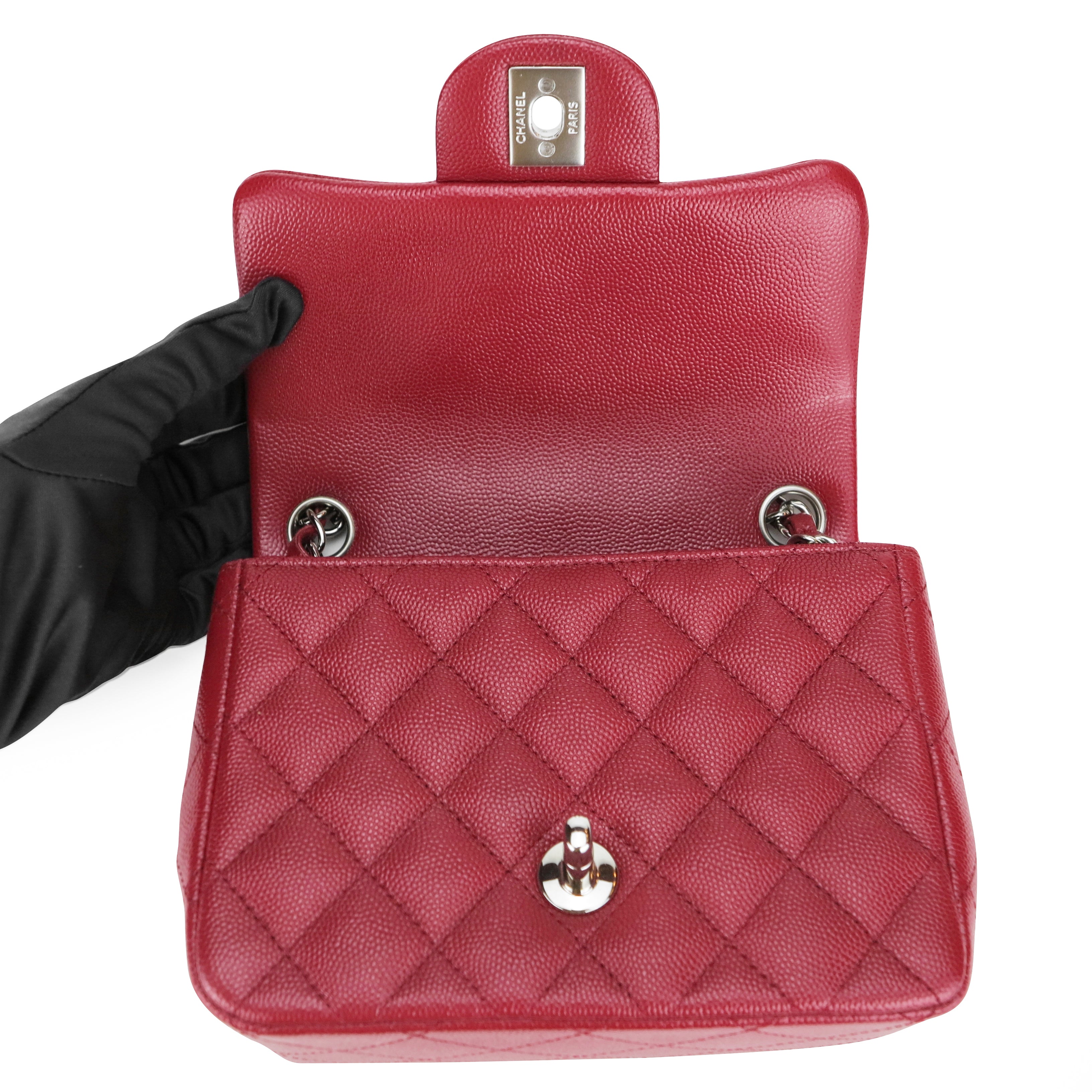 Chanel red square discount mini