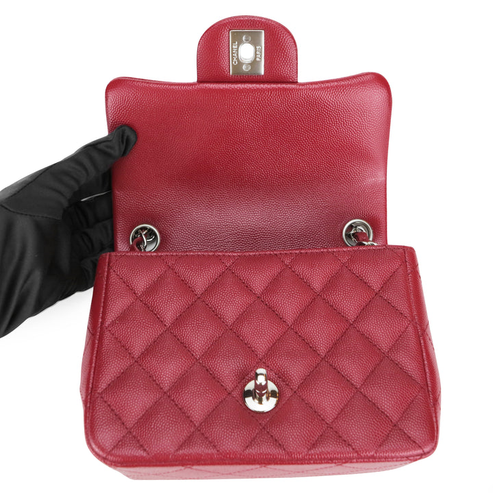 CHANEL 17B Red Caviar Classic Mini Square Flap Bag - Dearluxe.com