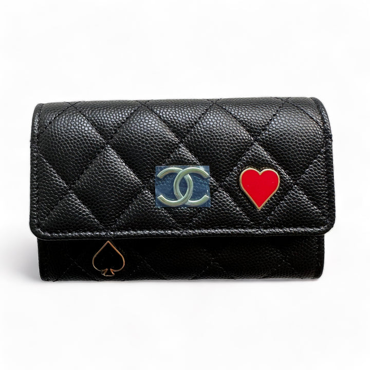 Chanel 23c Casino Charms Classic Flap Card Holder Black Caviar | Dearluxe