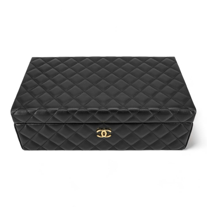 CHANEL Limited Edition Black Lambskin Jewelry Box Vanity Case - Dearluxe.com