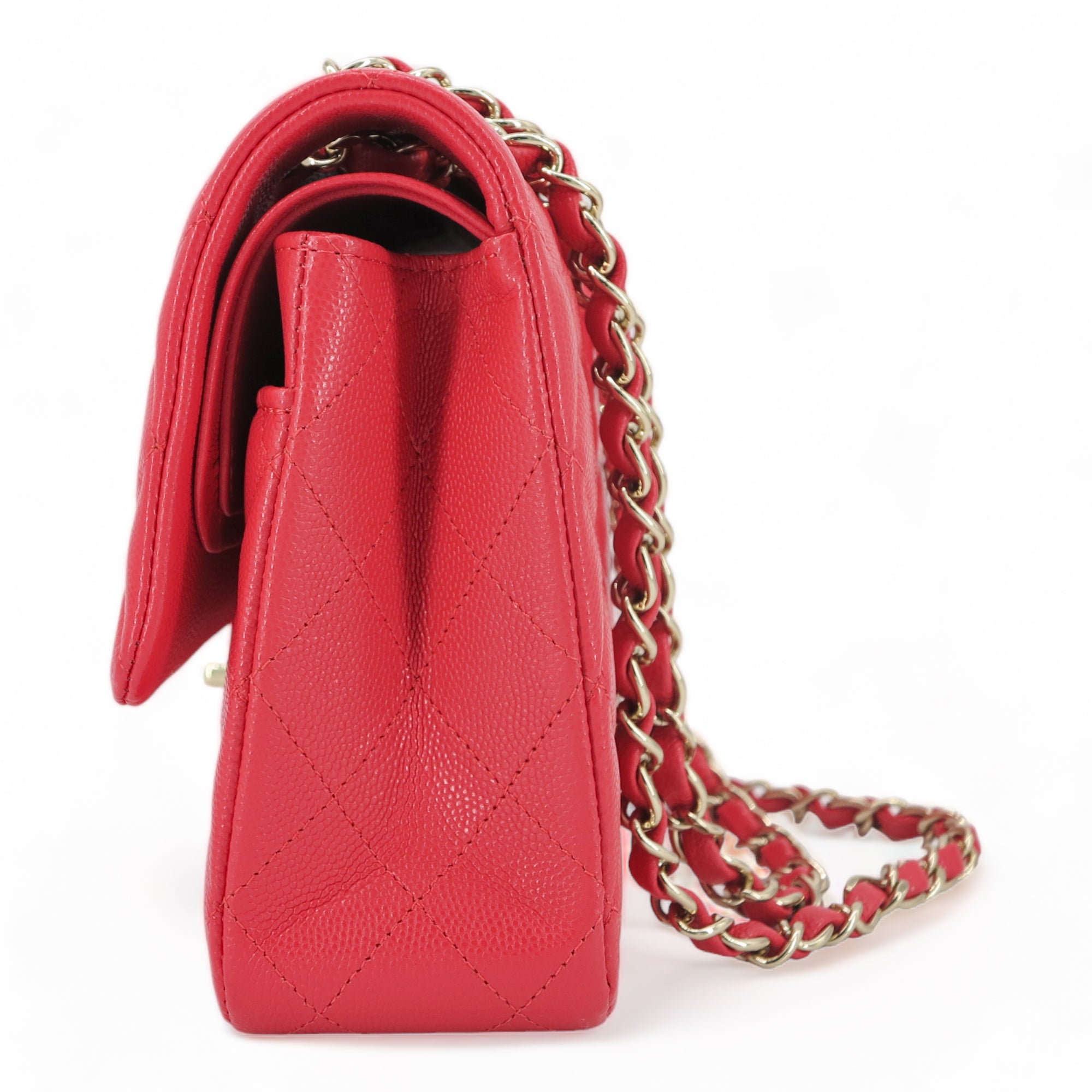 Chanel classic flap online bag caviar medium red