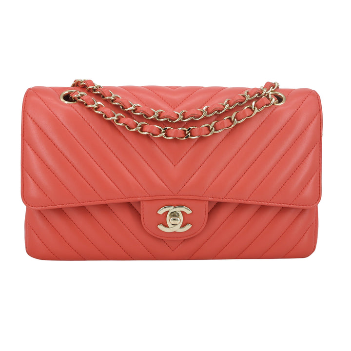 Chanel Classic M/L Medium Double Flap Bag Red Lambskin Silver Hardware –  Coco Approved Studio