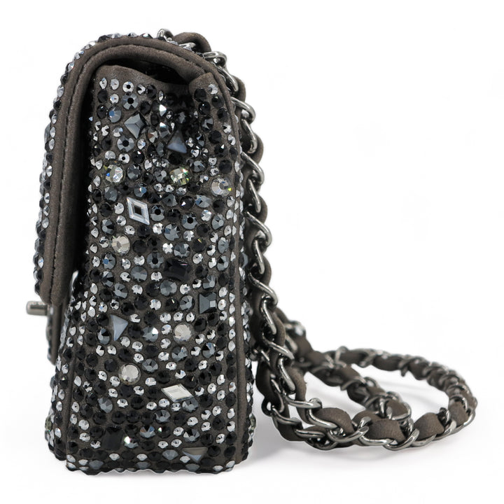 CHANEL 21A Swarovski Crystal Strass Mini Flap Bag in Black - Dearluxe.com