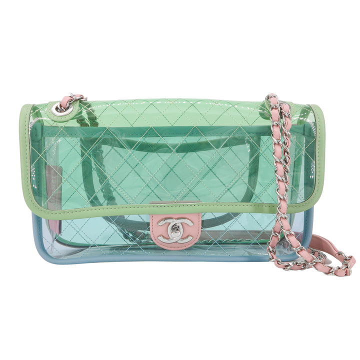 CHANEL Coco Splash PVC Medium Flap Bag Green Blue Pink - Dearluxe.com
