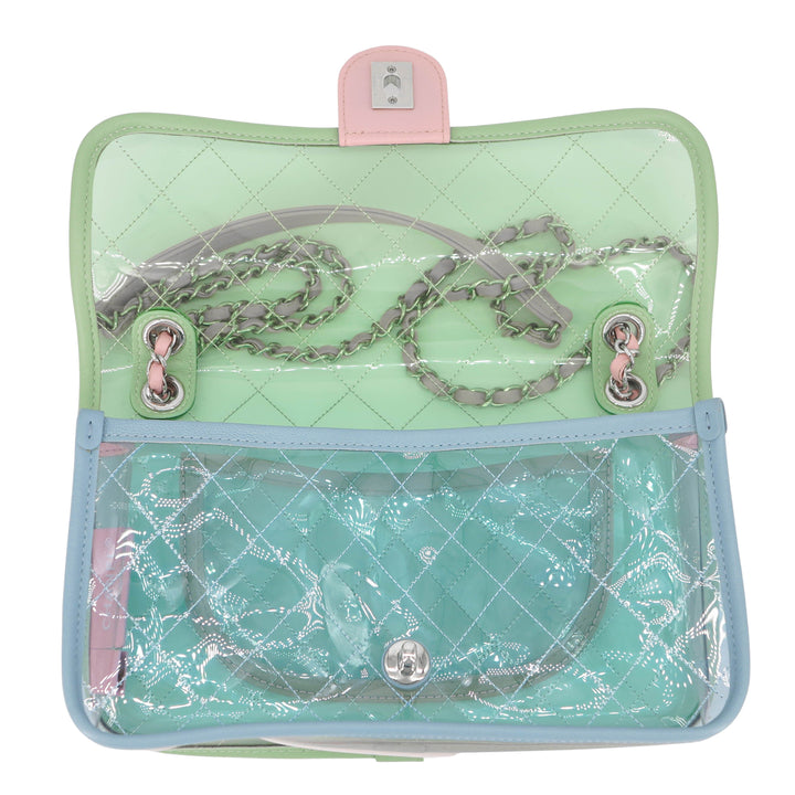 Coco Splash PVC Medium Flap Bag Green Blue Pink