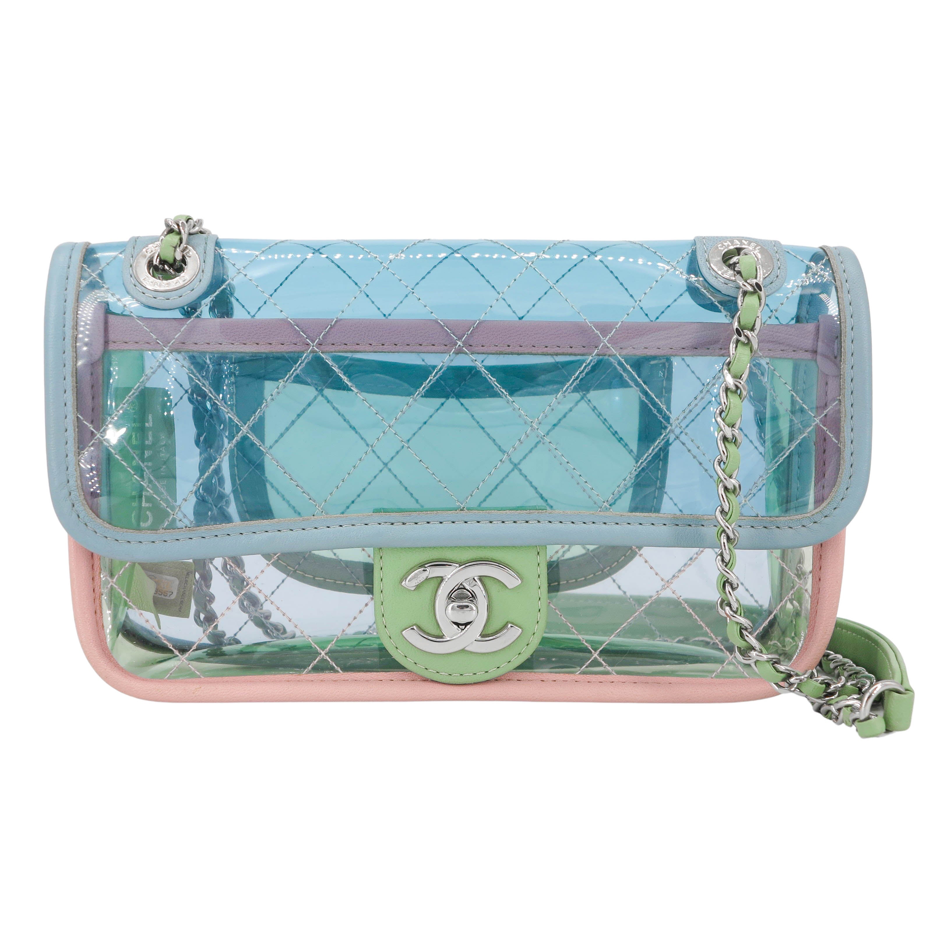 CHANEL PVC Coco Splash Mini Flap Bag Blue Pink Green