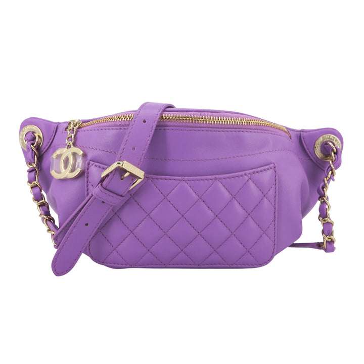 Bi Classic Waist Bum Bag in Purple Lambskin