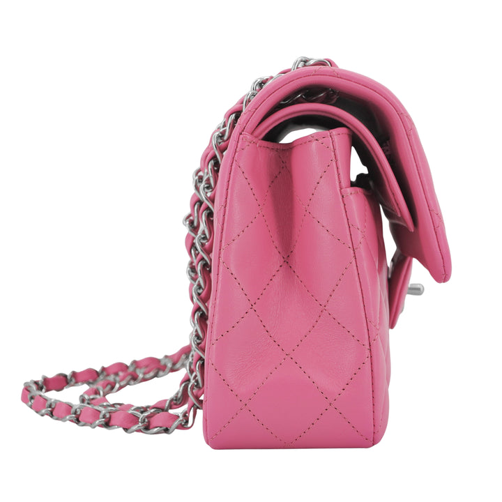Chanel Mini Dark Pink Quilted Lambskin Rectangular Classic