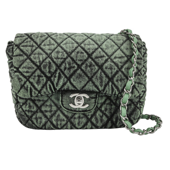 Chanel denim flap bag green Clearance