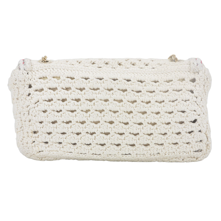 CHANEL 17C White Crochet Braided Cayo Coco Medium Flap Bag - Dearluxe.com
