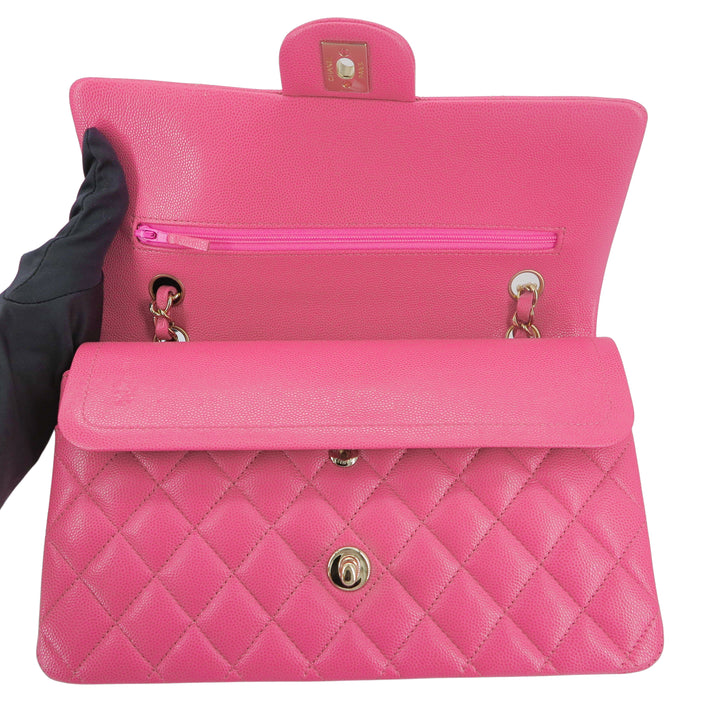 CHANEL 19C Barbie Pink Caviar Medium Classic Flap Bag
