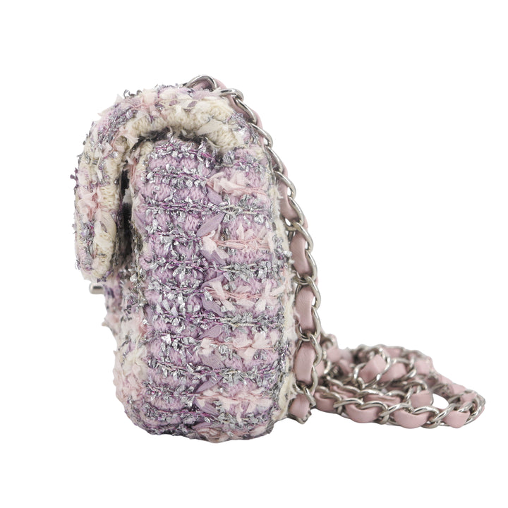 CHANEL 18S Lilac Glitter Tweed Mini Flap Bag - Dearluxe.com