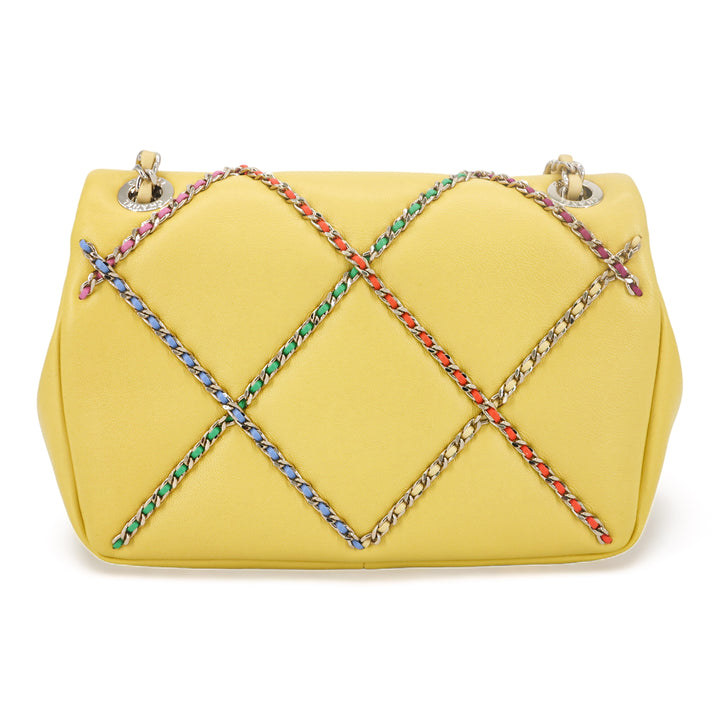 CHANEL 21S Entwined Chain Small Flap Bag Yellow Lambskin - Dearluxe.com