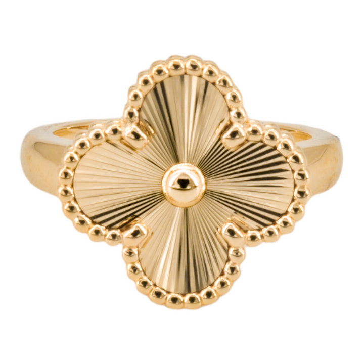 VAN CLEEF & ARPELS Guilloché Vintage Alhambra Ring 18k Yellow Gold - Dearluxe.com