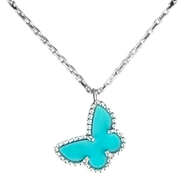 
VAN CLEEF & ARPELS Turquoise Sweet Alhambra Butterfly Pendant 18k White Gold - Dearluxe.com