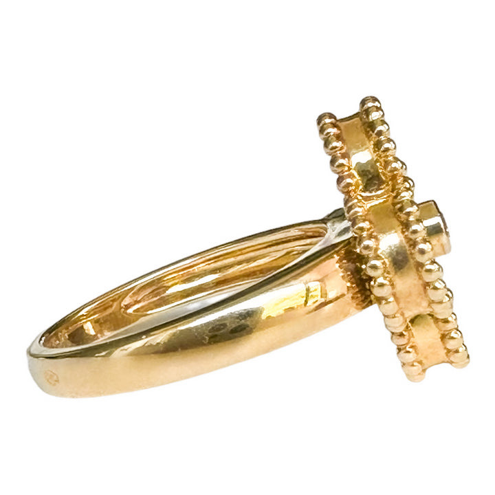 VAN CLEEF & ARPELS Turquoise Vintage Alhambra Diamond Ring 18k Yellow Gold - Dearluxe.com