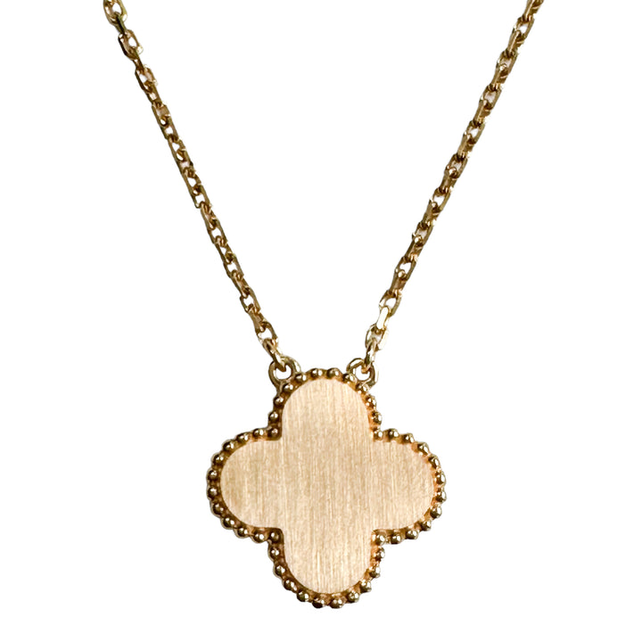 VAN CLEEF & ARPELS 2018 Gold Mother-of-Pearl Vintage Alhambra Diamond Holiday Pendant Necklace - Dearluxe.com