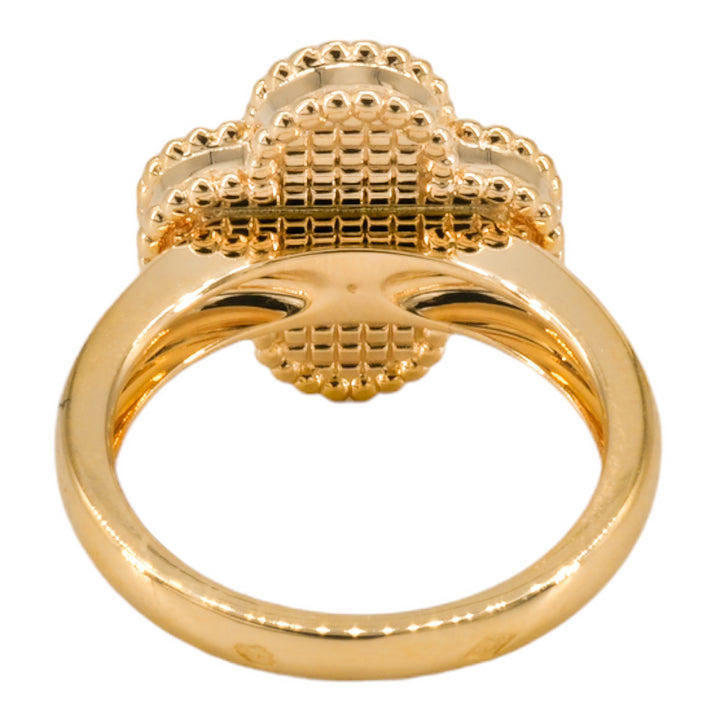 VAN CLEEF & ARPELS Guilloché Vintage Alhambra Ring 18k Yellow Gold - Dearluxe.com