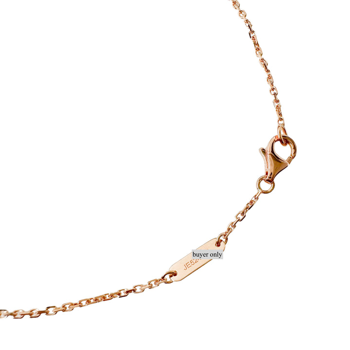 VAN CLEEF & ARPELS Vintage Alhambra 2015 Holiday Diamond Pendant Necklace in Pink Sèvres Porcelain 18k Pink Gold - Dearluxe.com