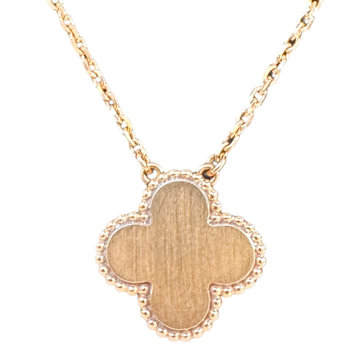 VAN CLEEF & ARPELS 2012 White Mother-of-Pearl Vintage Alhambra Diamond Holiday Pendant Necklace - Dearluxe.com