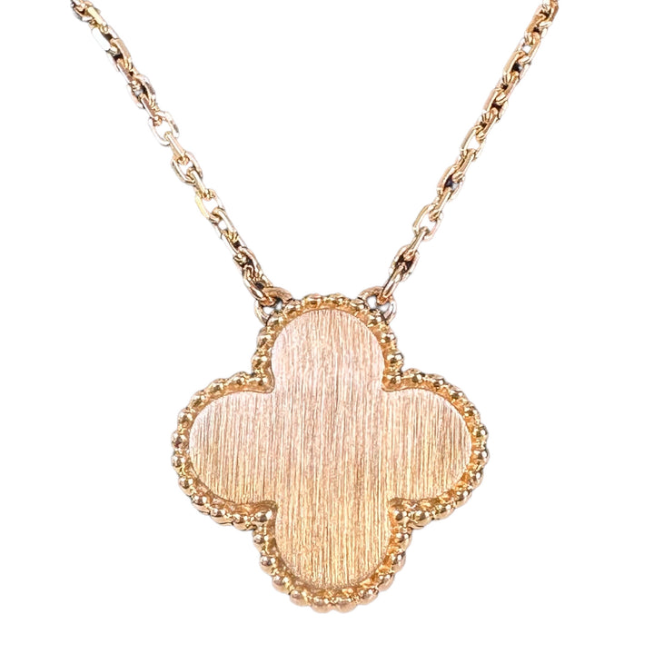VAN CLEEF & ARPELS 2014 Grey Mother of Pearl Vintage Alhambra Diamond Holiday Pendant Necklace - Dearluxe.com