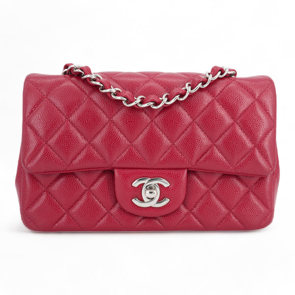 CHANEL 18B Dark Pink Caviar Mini Rectangular Flap Bag - Dearluxe.com