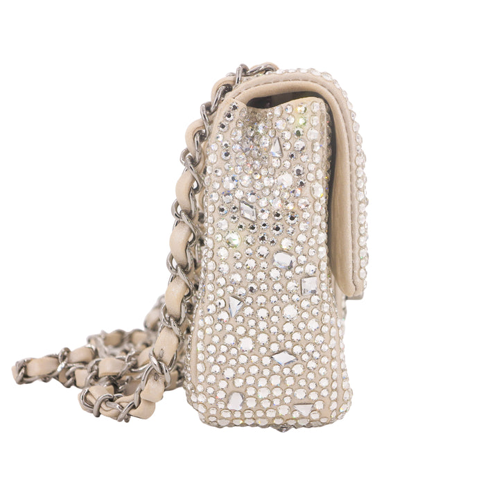 CHANEL 21A Swarovski Crystal Strass Mini Flap Bag in Light Beige - Dearluxe.com