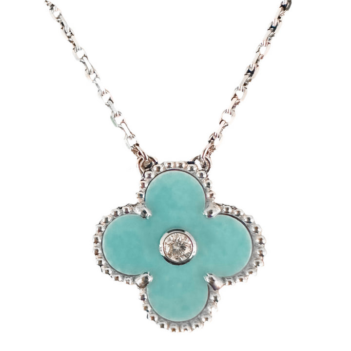 VAN CLEEF & ARPELS 2022 Light Green Celadon Sèvres Porcelain Vintage Alhambra  Diamond Holiday Pendant Necklace Tiffany Blue - Dearluxe.com
