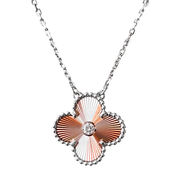 VAN CLEEF & ARPELS 2024 Two-Tone Guilloché Vintage Alhambra Diamond Holiday Pendant Necklace | Dearluxe