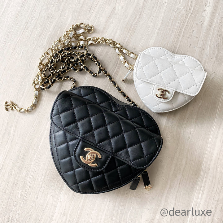 Chanel 22S Large Heart Bag in Black Lambskin | Dearluxe