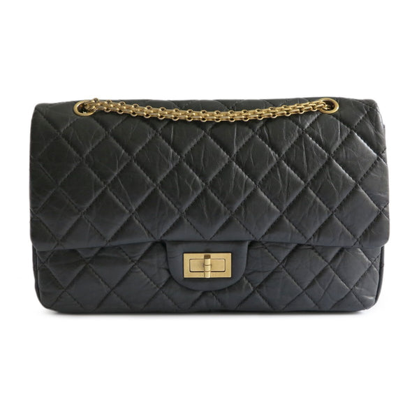 CHANEL Aged Calfskin Chevron Quilted 2.55 Reissue Mini Flap Black
