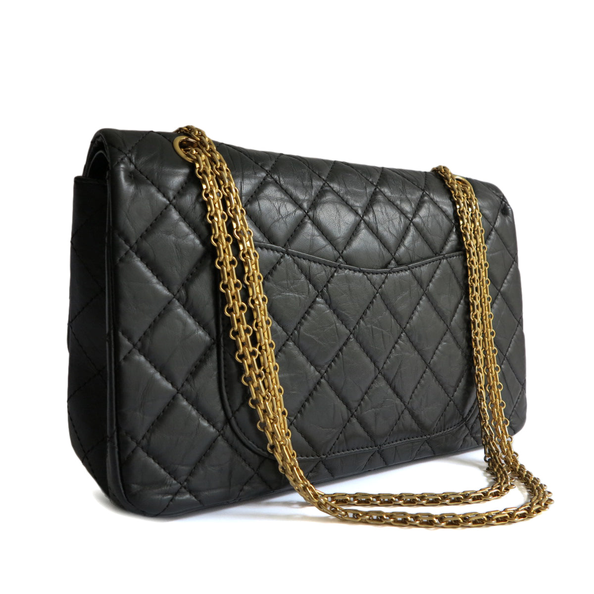 CHANEL 2.55 Reissue Flap Bag Size 227 in Black Aged Calfskin