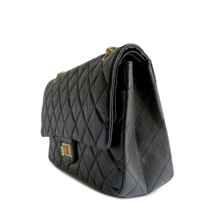 Chanel Black Quilted Aged Calfskin Reissue 2.55 Double Flap Bag 225