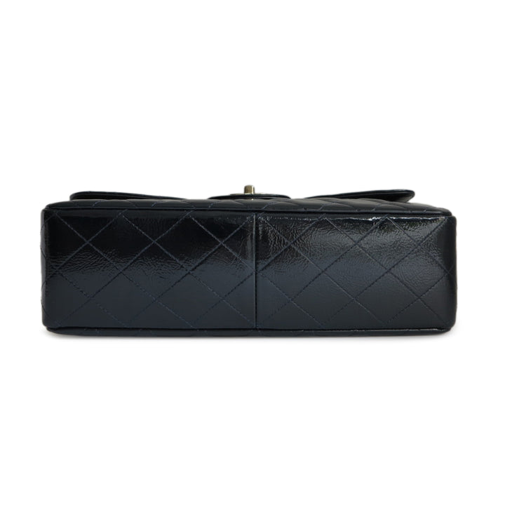 CHANEL Jumbo Classic Single Flap Bag in Navy Crinkled Patent Leather ...