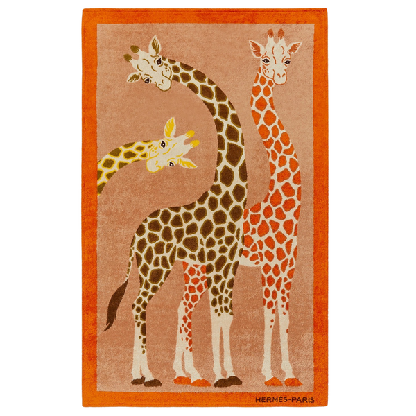 Orange Giraffe Sisters Beach Towel