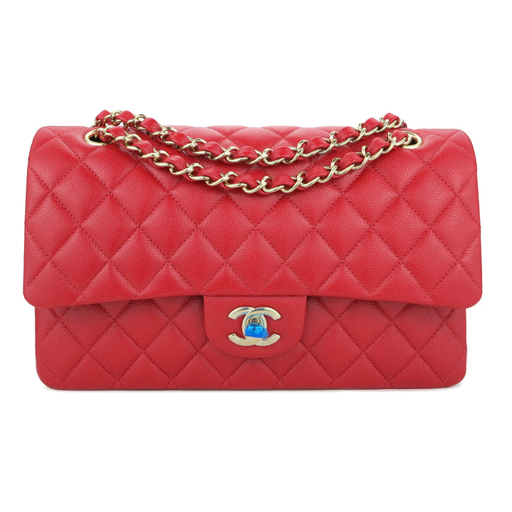 CHANEL Medium Classic Double Flap Bag in 19B Red Caviar