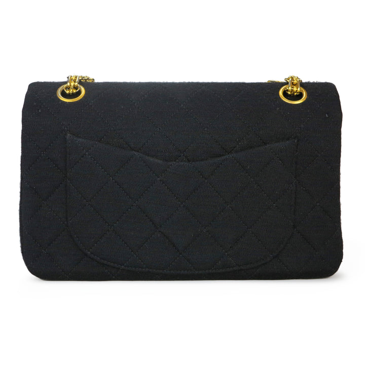 CHANEL Vintage Medium Classic Double Flap Bag in Black Jersey - Dearluxe.com