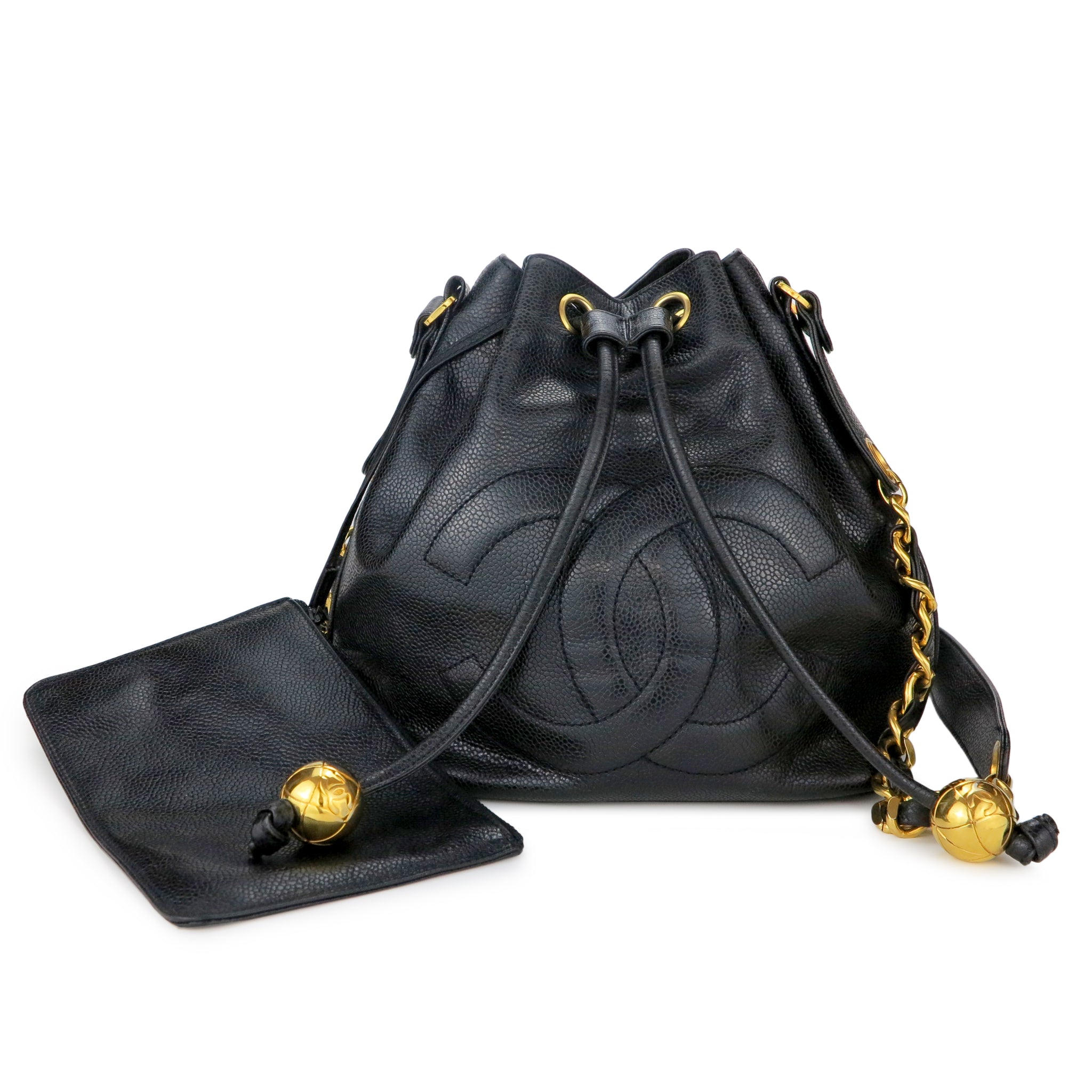 Chanel Black Caviar Mini CC Pocket Bucket Bag  modaselle
