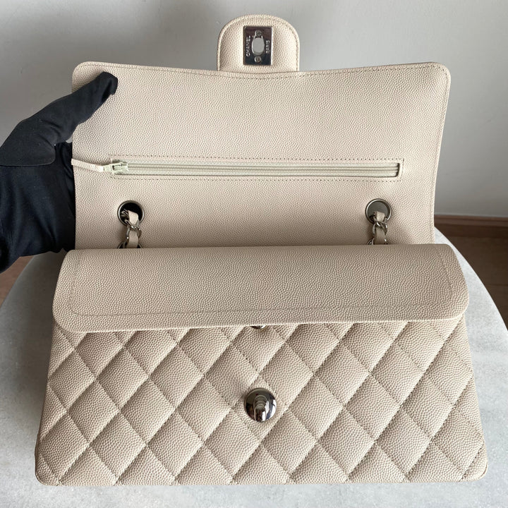CHANEL Medium Classic Double Flap Bag in 18C Light Beige Caviar SHW - Dearluxe.com