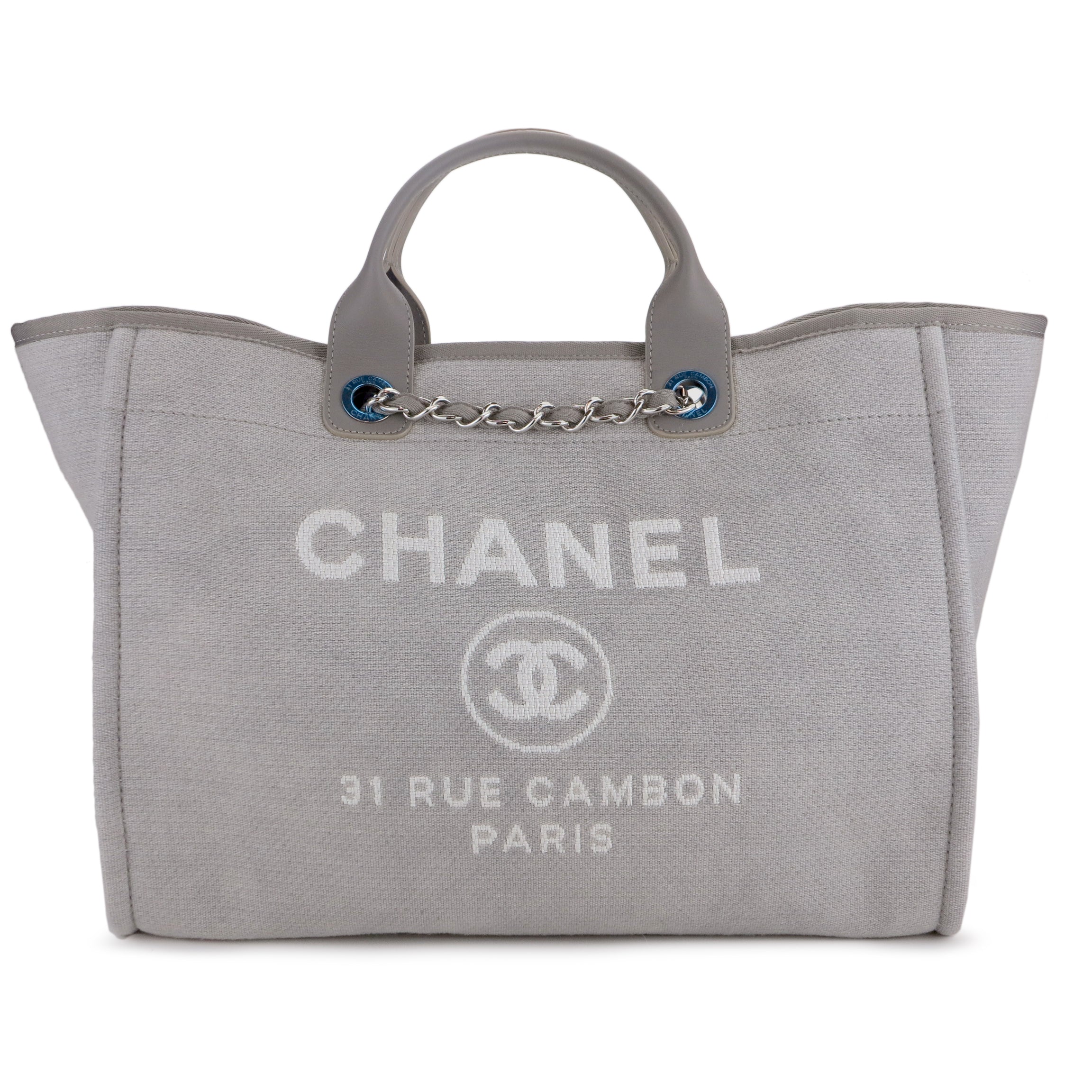CHANEL Medium Deauville Tote in Grey Canvass