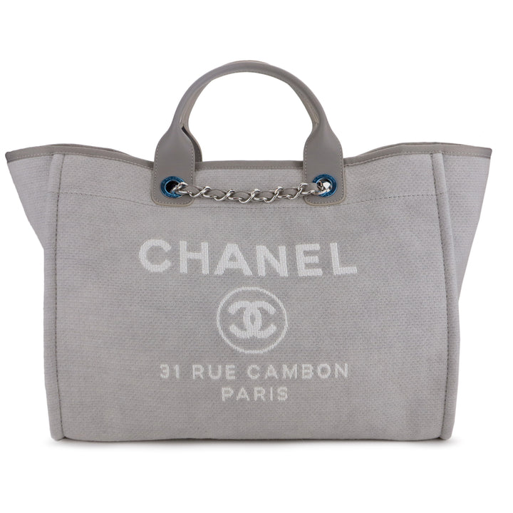 CHANEL Medium Deauville Tote in Grey Canvass - Dearluxe.com