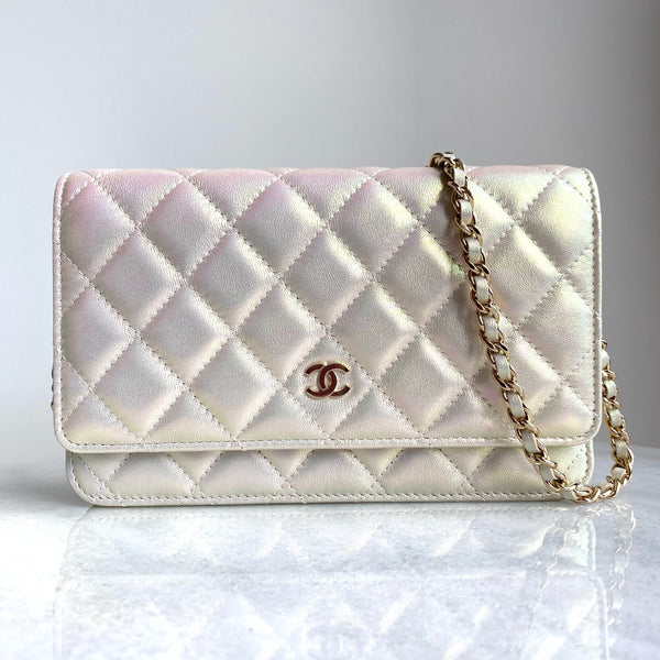 CHANEL Wallet On Chain WOC in 20B Iridescent Ivory - Dearluxe.com 